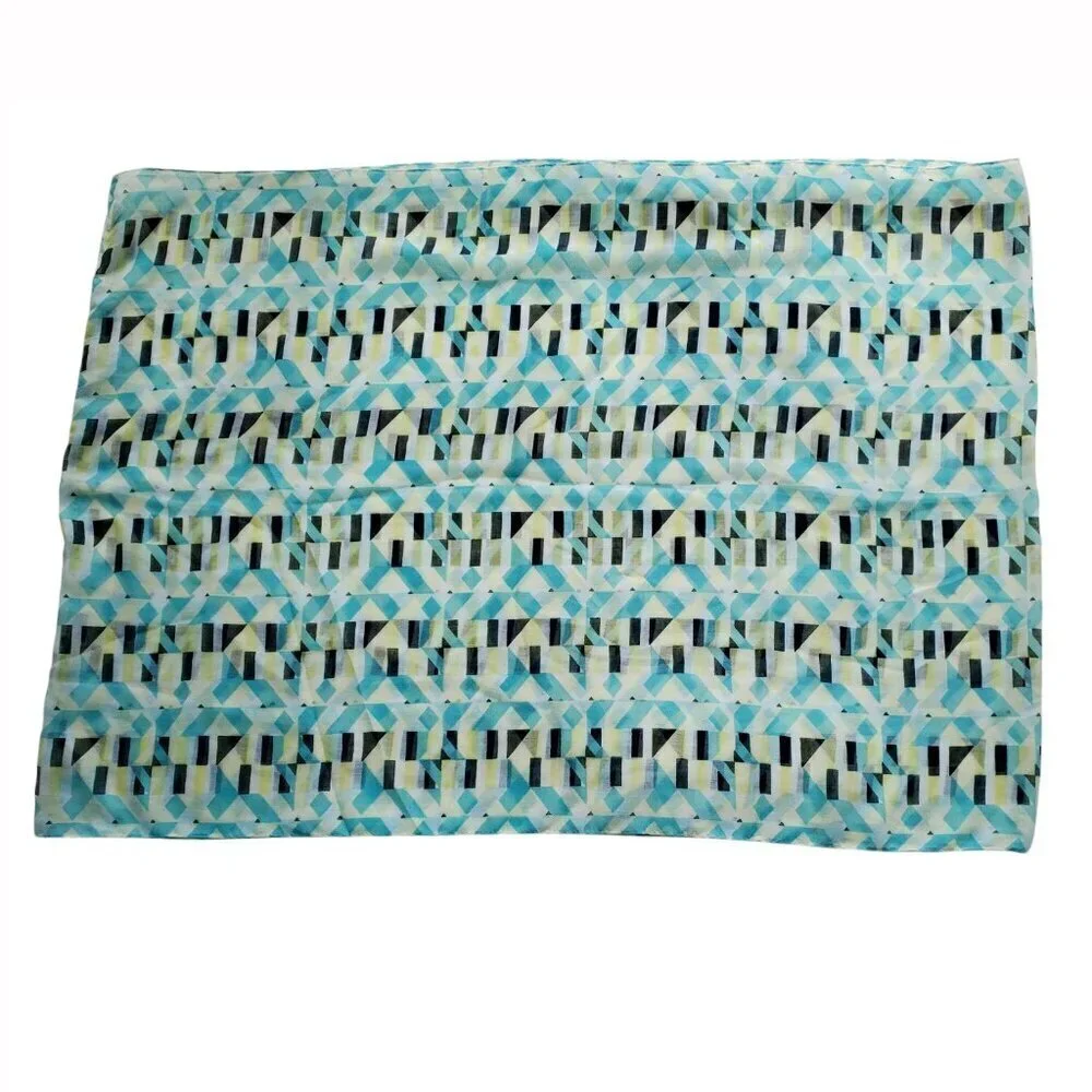 Infinity Scarf Abstract Geo Print Transparent Blue Turquoise Yellow Whimsygoth